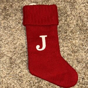 Target Red Knit Stocking with Initial J